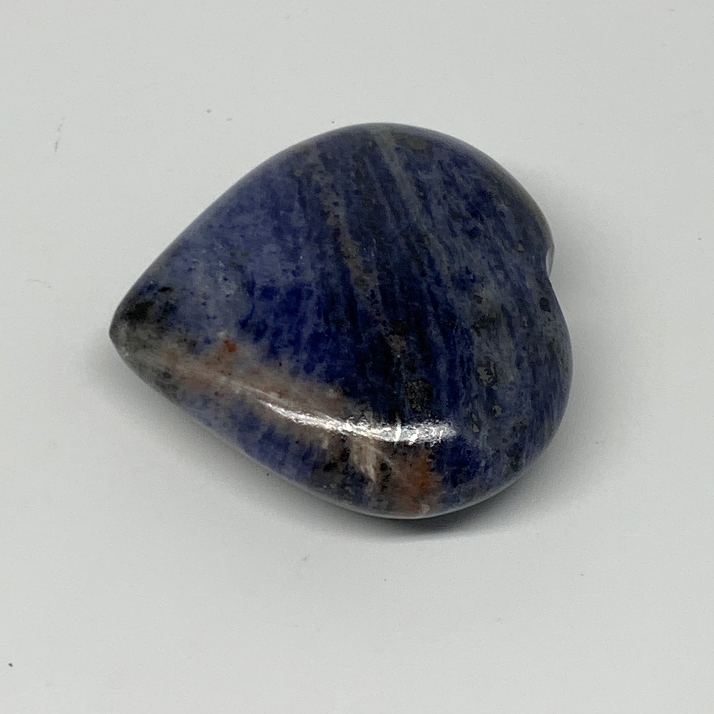 91g,2.1"x2.3"x0.8", Natural Sodalite Heart Crystal Gemstone @India, B22492