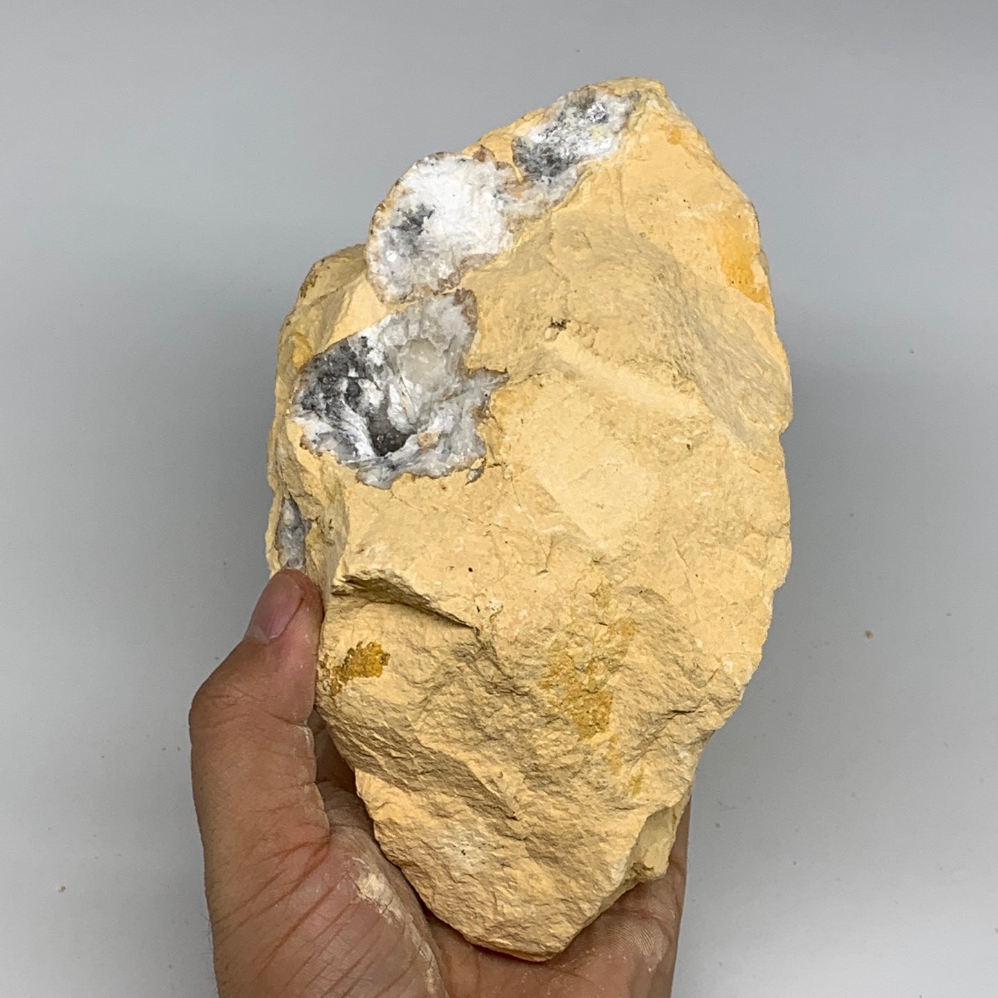3.44 lbs, 6.6"x4.1"x3.7", Natural Calcite Geode Mineral Specimens @Morocco, B111