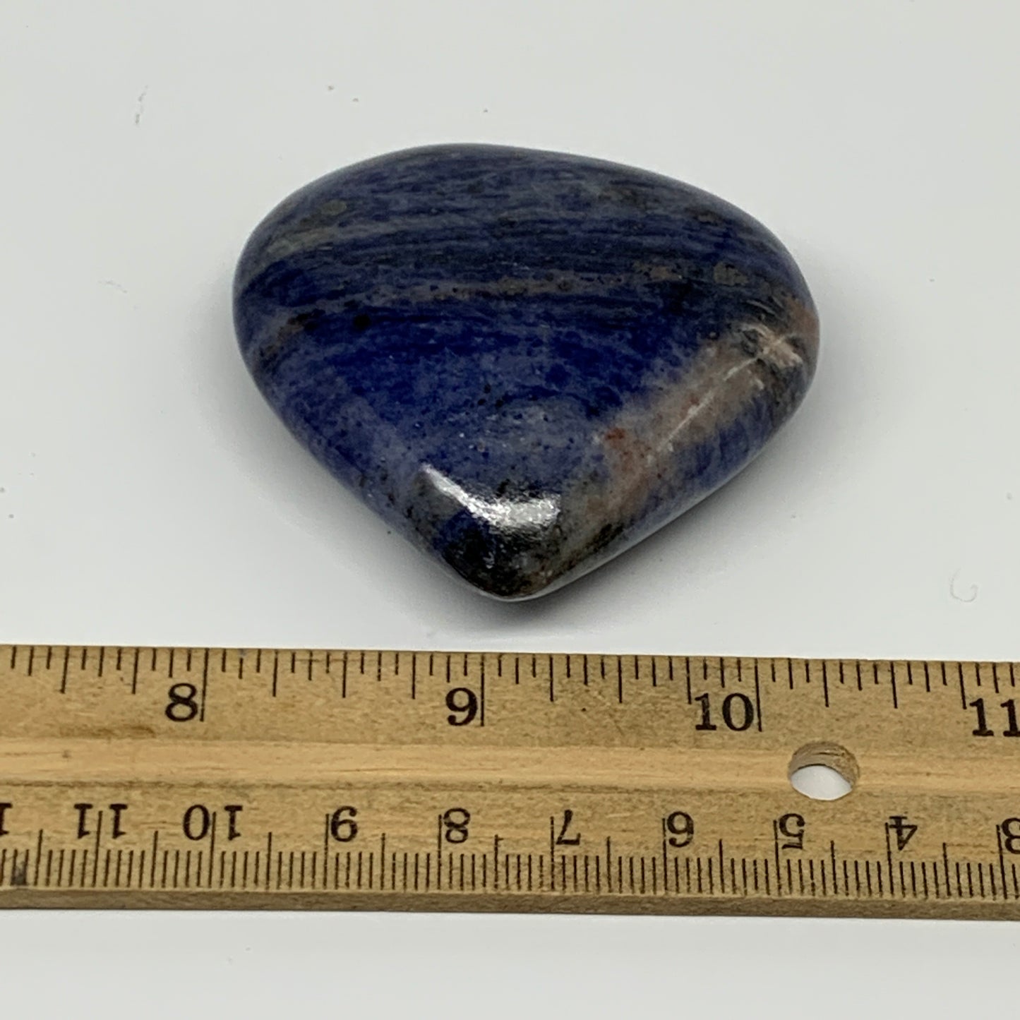 91g,2.1"x2.3"x0.8", Natural Sodalite Heart Crystal Gemstone @India, B22492