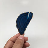 110 cts Blue Agate Druzy Slice Geode Pendant Gold Plated From Brazil, Bp1032 - watangem.com