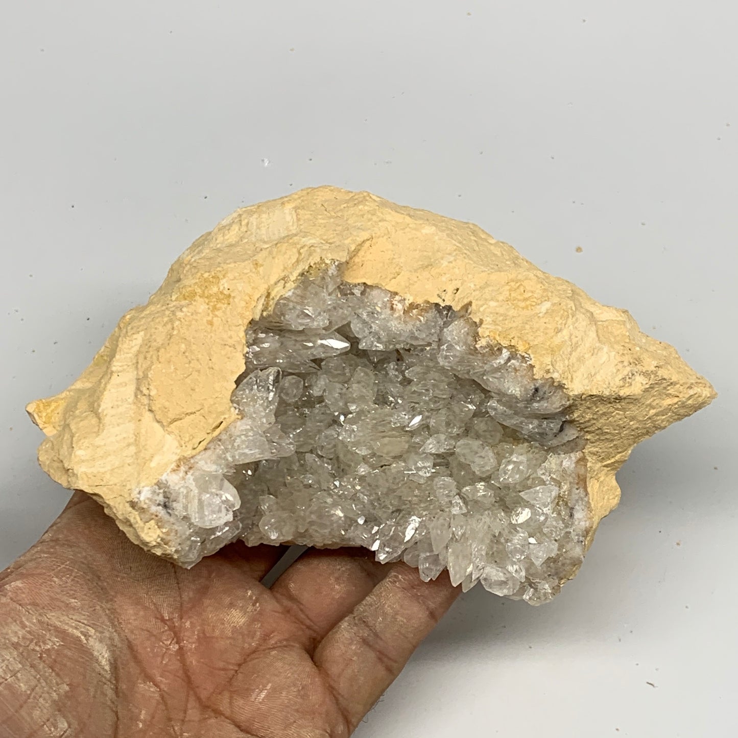 1.48 lbs, 5.8"x3.7"x2.1", Natural Calcite Geode Mineral Specimens @Morocco, B111
