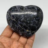 293.8g,2.8"x3.2"x1.3" Indigo Gabro Merlinite Heart Gemstone @Madagascar, B17656