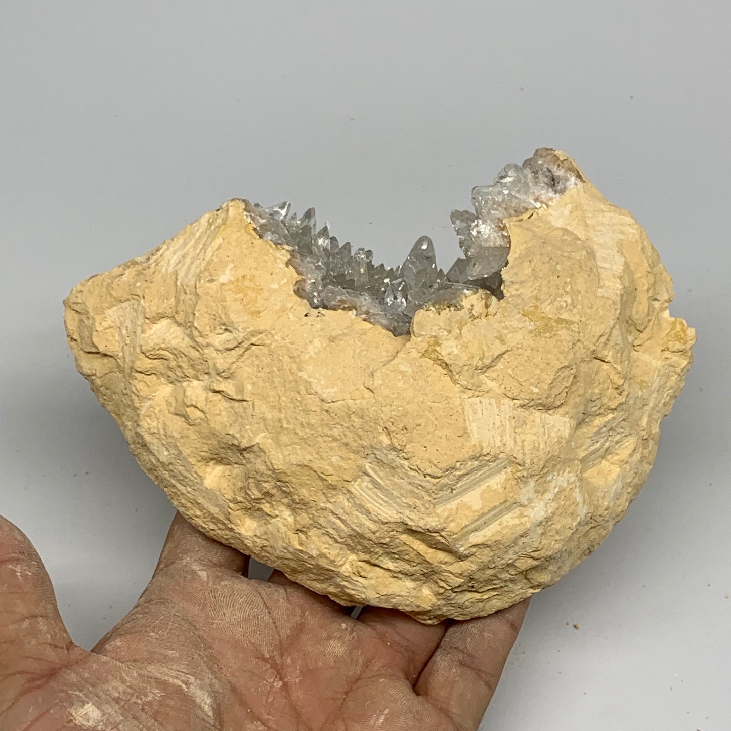1.48 lbs, 5.8"x3.7"x2.1", Natural Calcite Geode Mineral Specimens @Morocco, B111