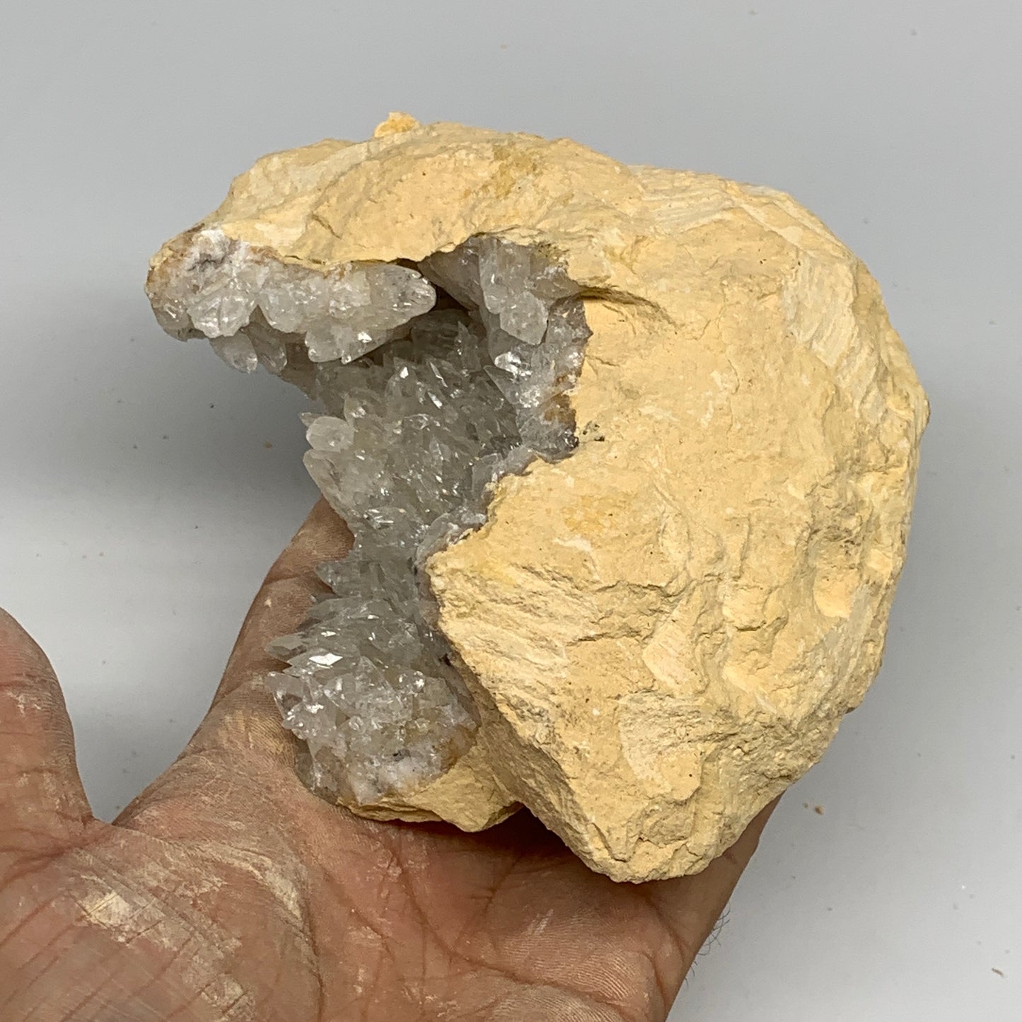 1.48 lbs, 5.8"x3.7"x2.1", Natural Calcite Geode Mineral Specimens @Morocco, B111