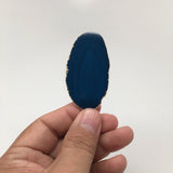 49.5 cts Blue Agate Druzy Slice Geode Pendant Gold Plated From Brazil, Bp1034 - watangem.com