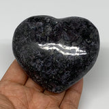 308.3g,2.9"x3.2"x1.4" Indigo Gabro Merlinite Heart Gemstone @Madagascar, B17657