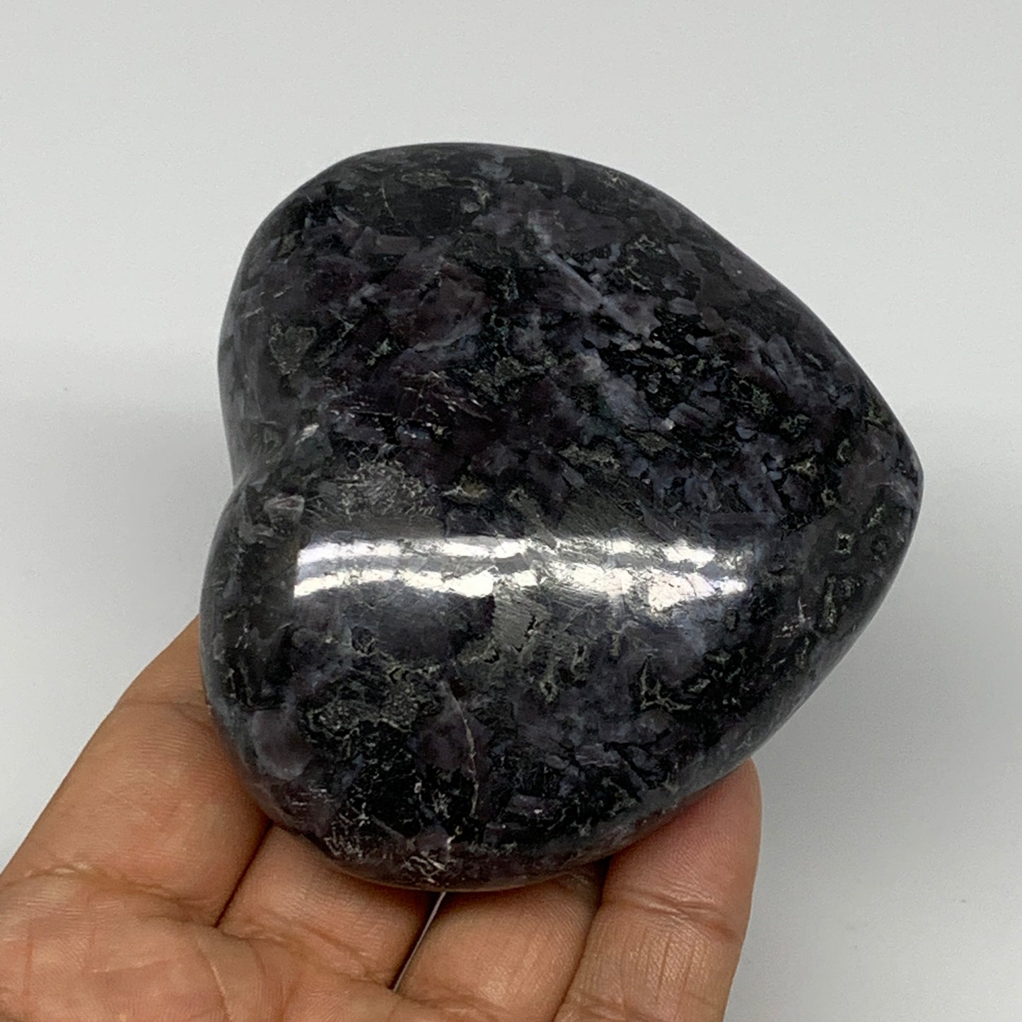 308.3g,2.9"x3.2"x1.4" Indigo Gabro Merlinite Heart Gemstone @Madagascar, B17657