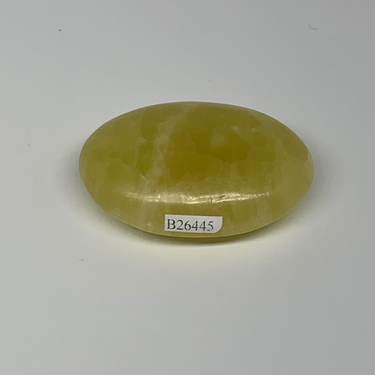 116.8g, 2.7"x1.9"x0.9", Lemon Calcite Palm-Stone Crystal Polished @Pakistan,B264