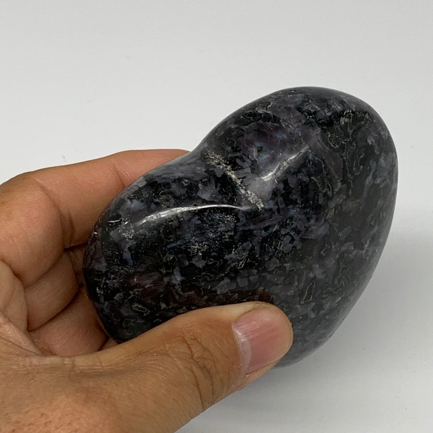308.3g,2.9"x3.2"x1.4" Indigo Gabro Merlinite Heart Gemstone @Madagascar, B17657