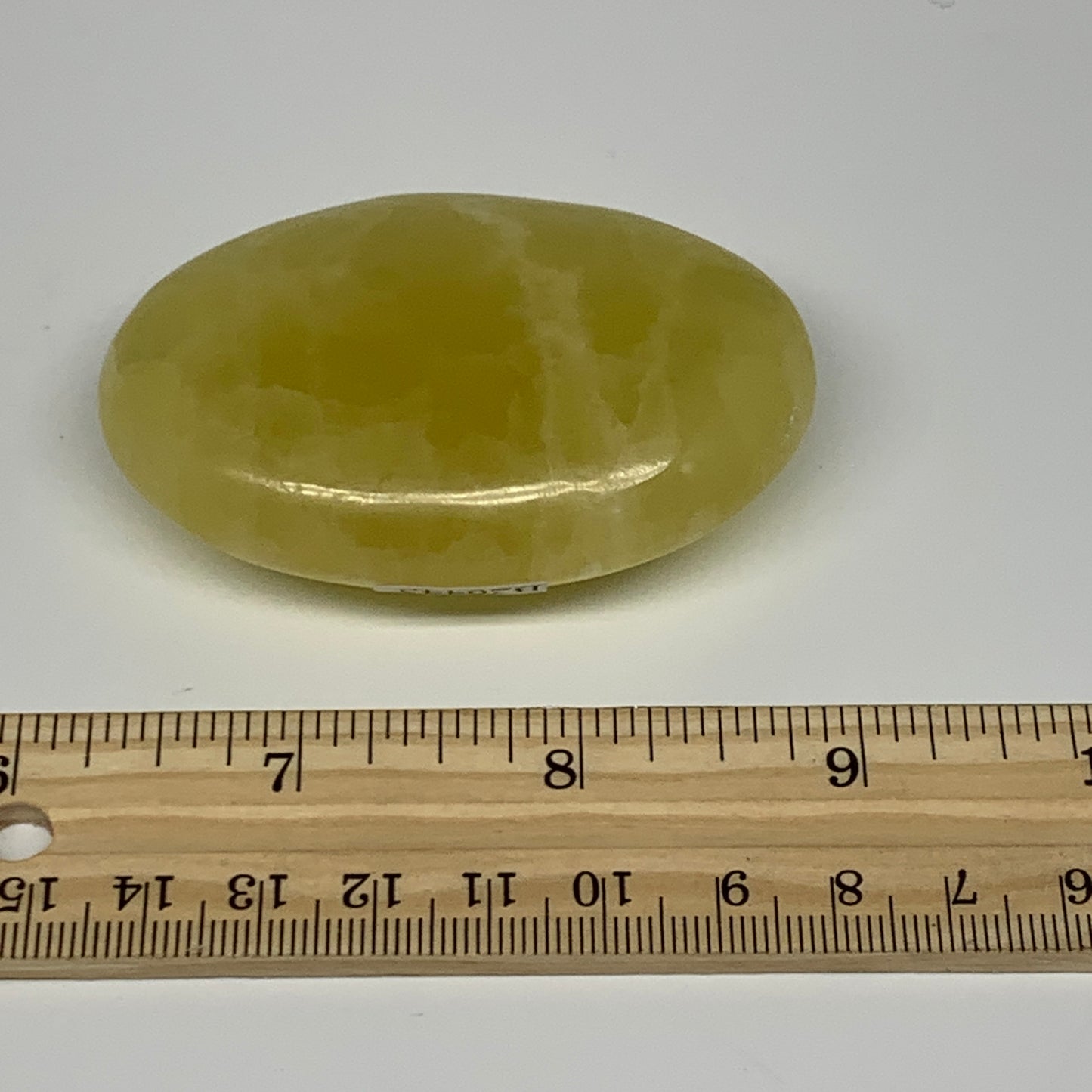 116.8g, 2.7"x1.9"x0.9", Lemon Calcite Palm-Stone Crystal Polished @Pakistan,B264