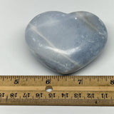 195g, 2.2"x2.7"x1.3" Blue Calcite Heart Gemstones Reiki @Madagascar,B20795