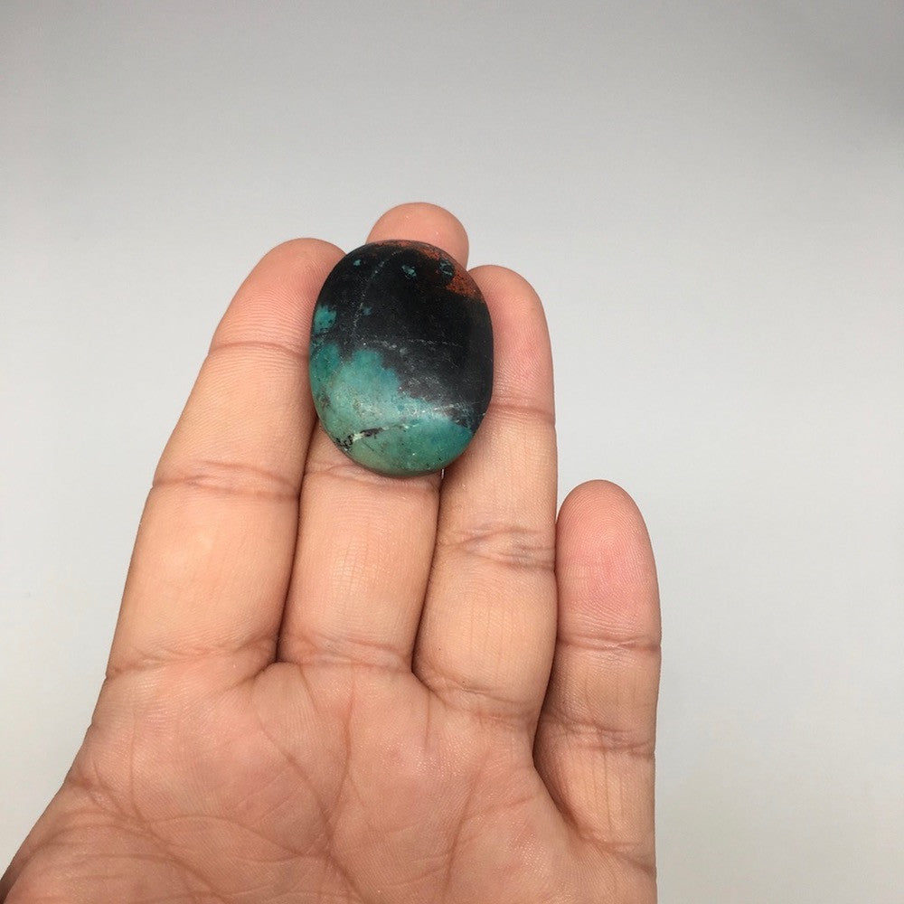 12.6g, 1.3"x 1" Sonora Sunset Chrysocolla Cuprite Cabochon from Mexico,SC263 - watangem.com