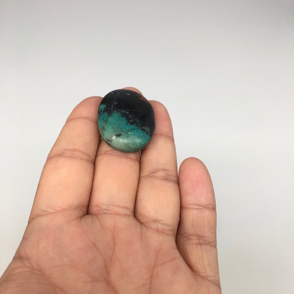 12.6g, 1.3"x 1" Sonora Sunset Chrysocolla Cuprite Cabochon from Mexico,SC263 - watangem.com