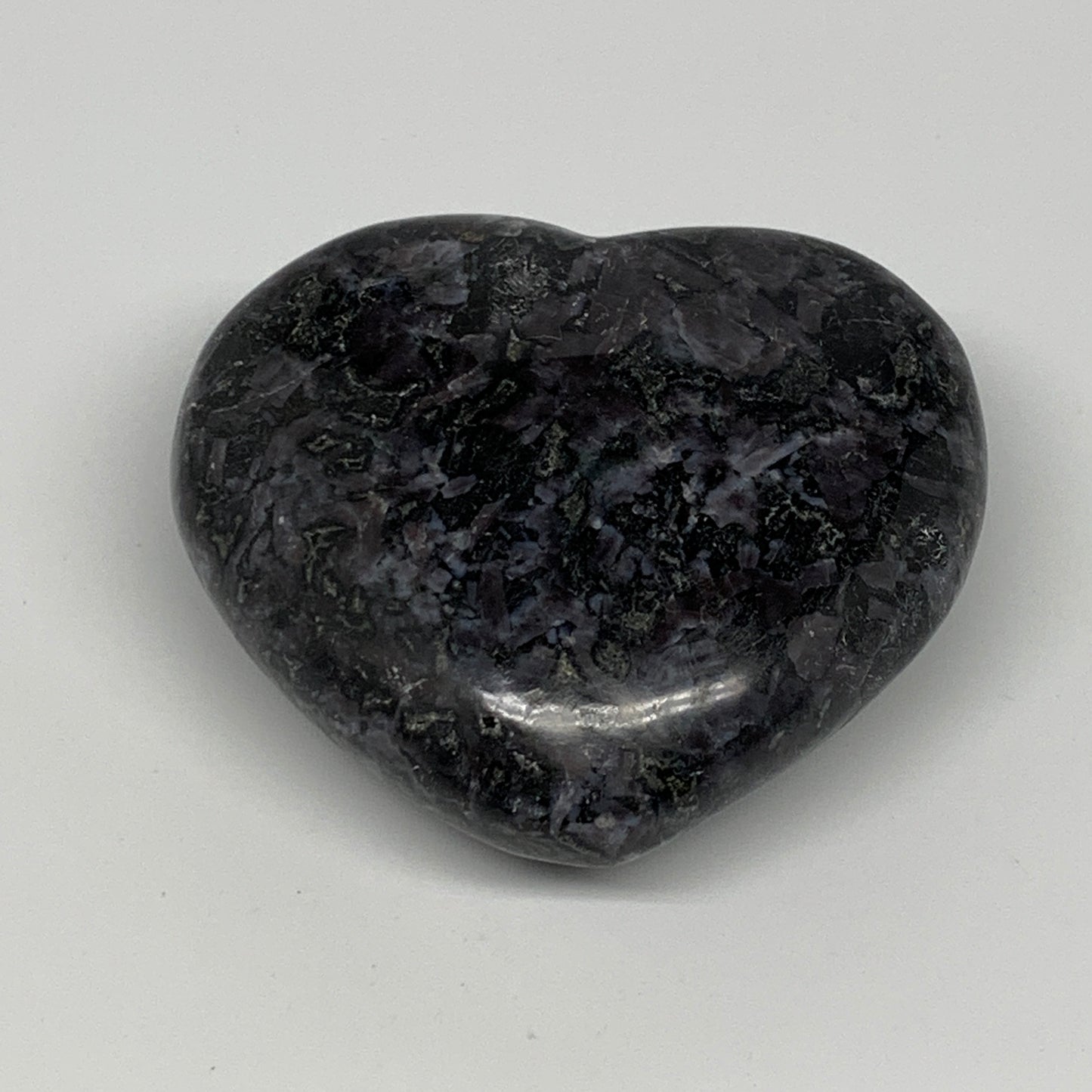 308.3g,2.9"x3.2"x1.4" Indigo Gabro Merlinite Heart Gemstone @Madagascar, B17657