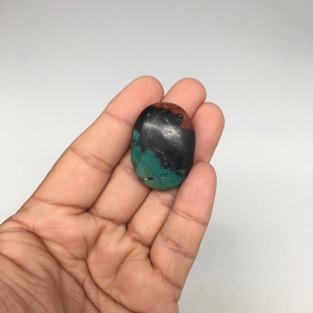 12.6g, 1.3"x 1" Sonora Sunset Chrysocolla Cuprite Cabochon from Mexico,SC263 - watangem.com