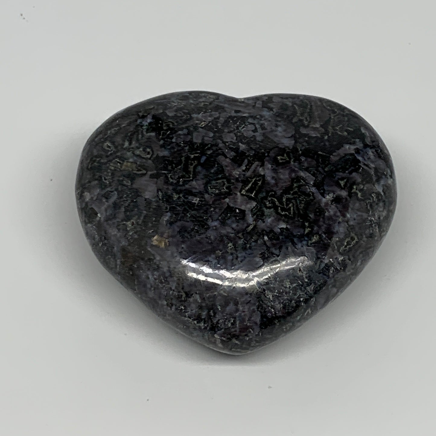 308.3g,2.9"x3.2"x1.4" Indigo Gabro Merlinite Heart Gemstone @Madagascar, B17657