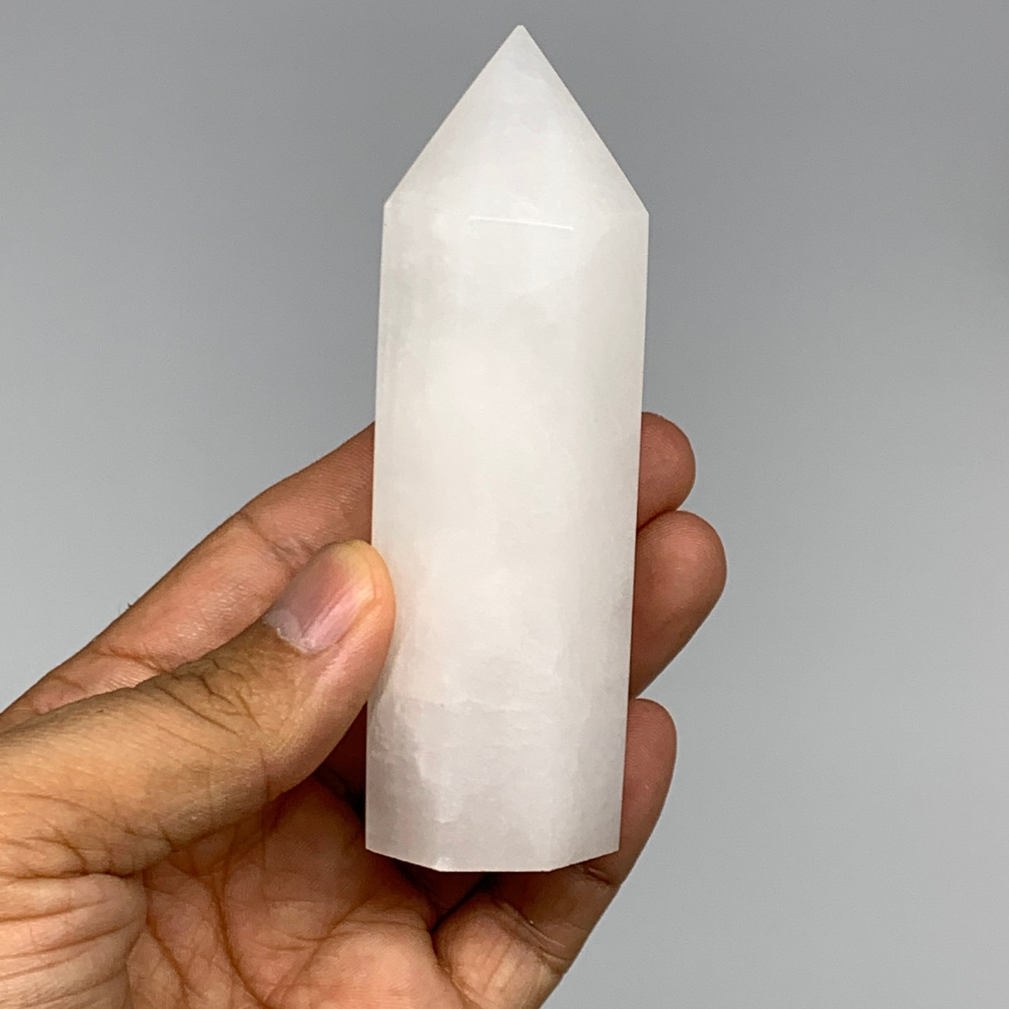188.2g, 3.9"x1.2"  Pink Calcite Point Tower Obelisk Crystal, B23273