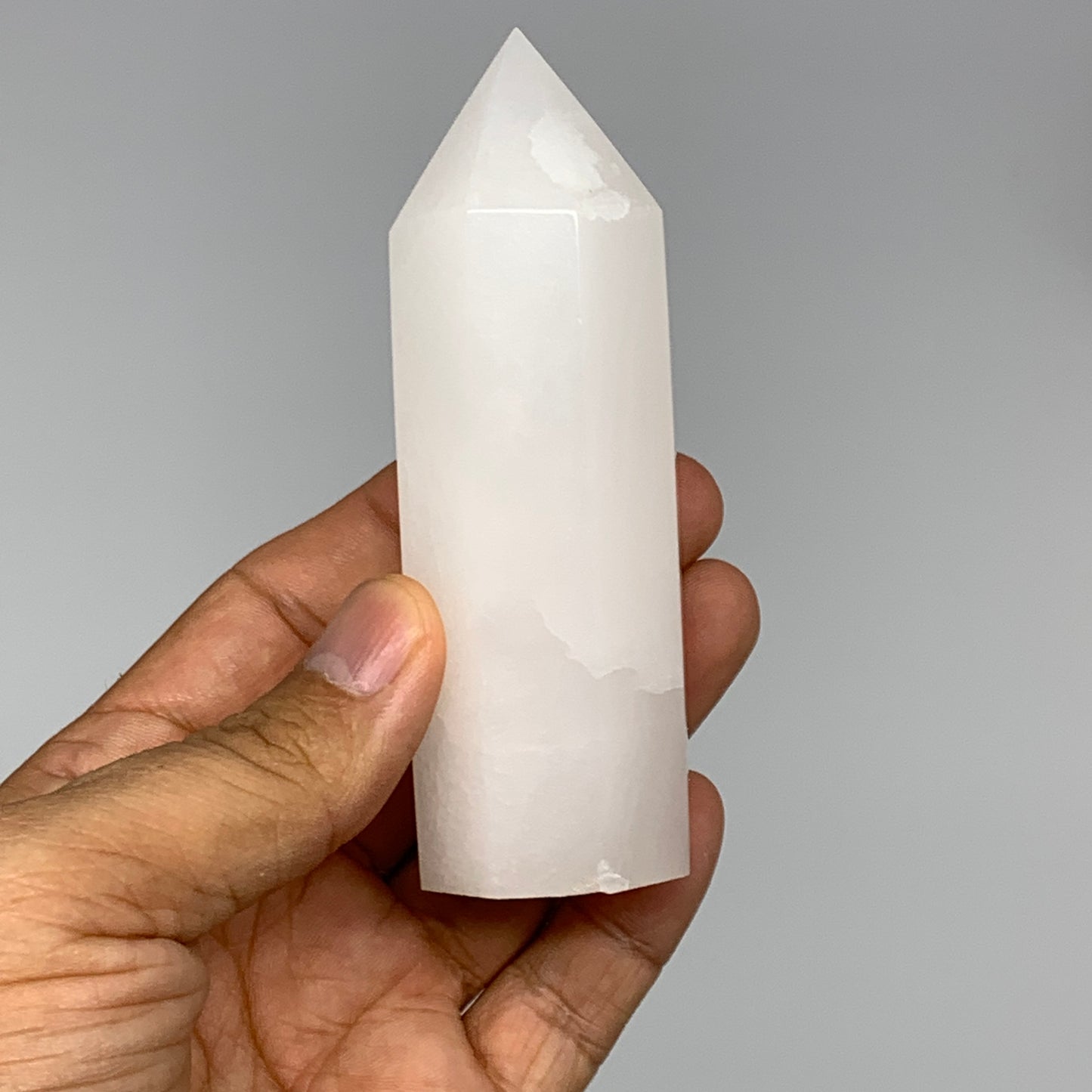 188.2g, 3.9"x1.2"  Pink Calcite Point Tower Obelisk Crystal, B23273