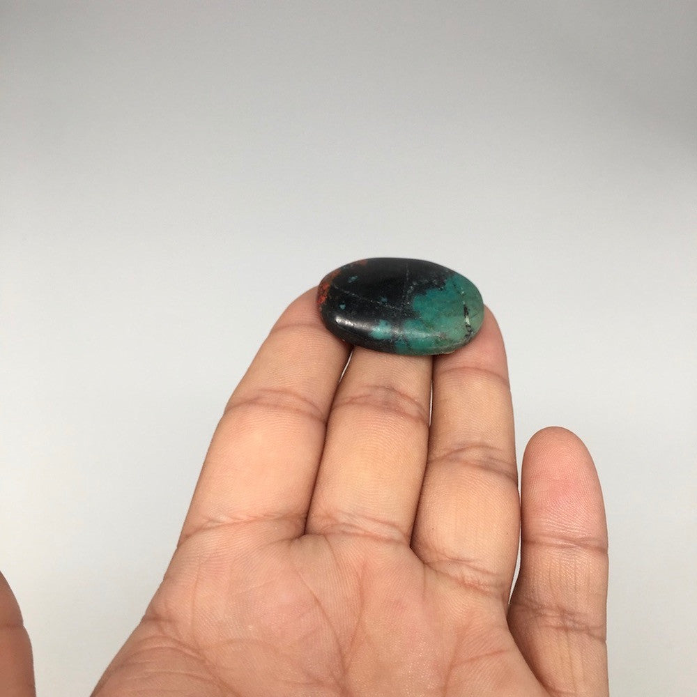 12.6g, 1.3"x 1" Sonora Sunset Chrysocolla Cuprite Cabochon from Mexico,SC263 - watangem.com