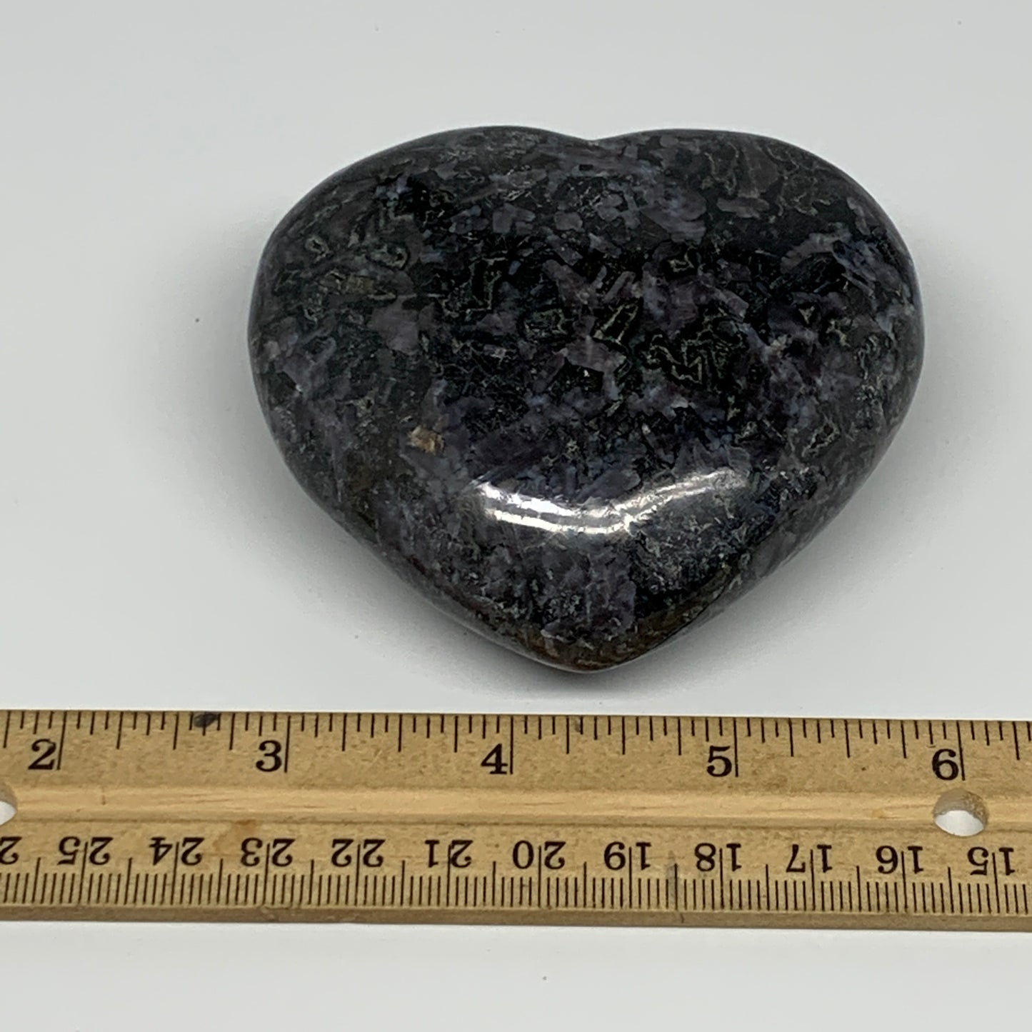 308.3g,2.9"x3.2"x1.4" Indigo Gabro Merlinite Heart Gemstone @Madagascar, B17657