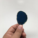 61 cts Blue Agate Druzy Slice Geode Pendant Gold Plated From Brazil, Bp1036 - watangem.com