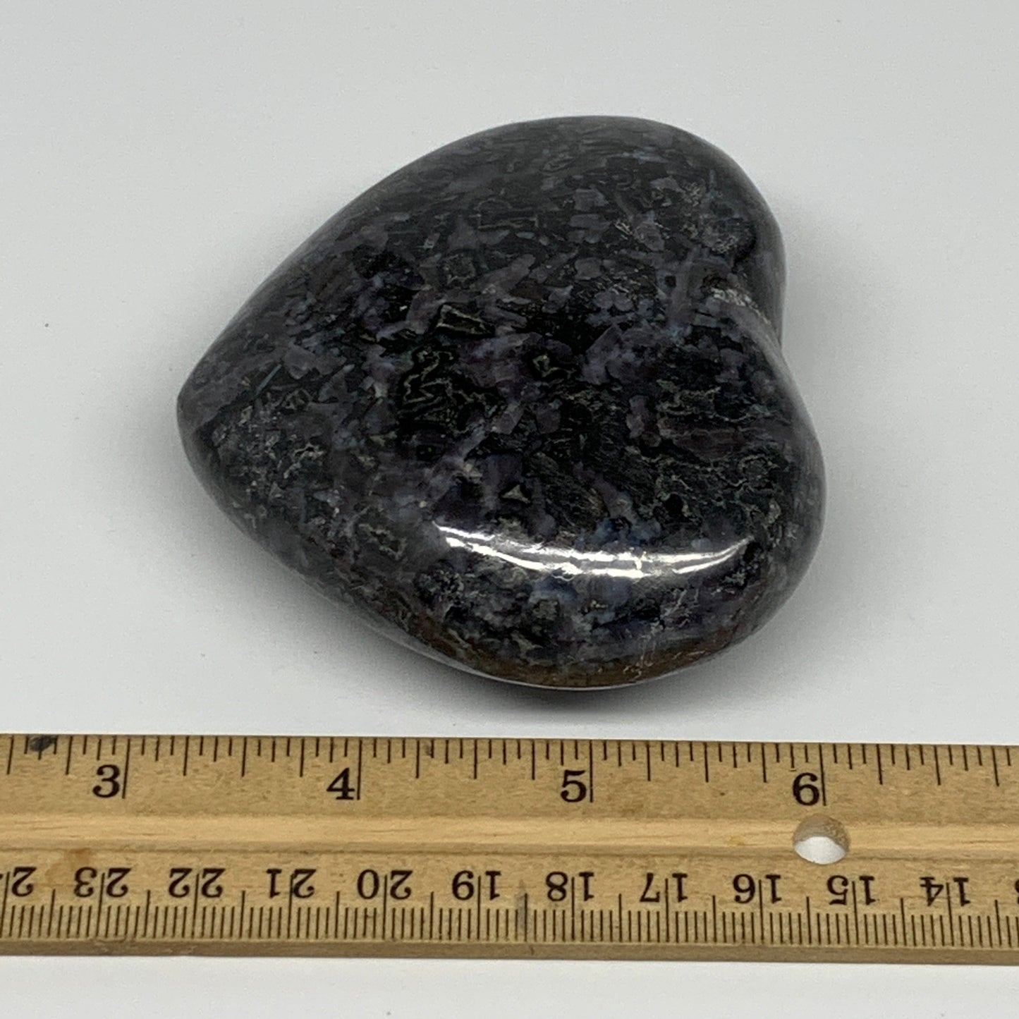 308.3g,2.9"x3.2"x1.4" Indigo Gabro Merlinite Heart Gemstone @Madagascar, B17657
