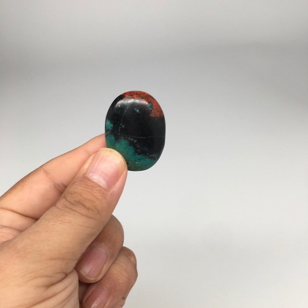 12.6g, 1.3"x 1" Sonora Sunset Chrysocolla Cuprite Cabochon from Mexico,SC263 - watangem.com