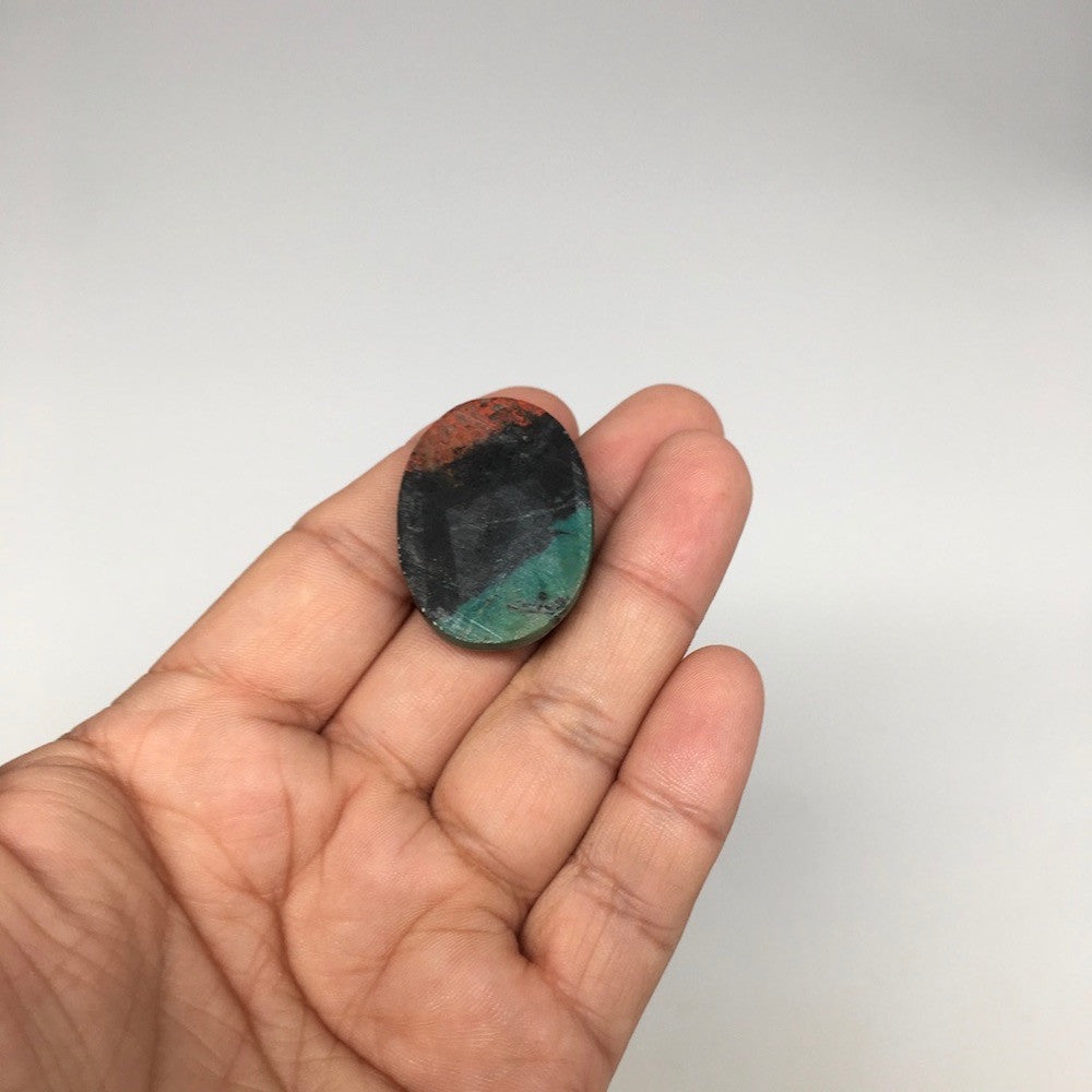 12.6g, 1.3"x 1" Sonora Sunset Chrysocolla Cuprite Cabochon from Mexico,SC263 - watangem.com