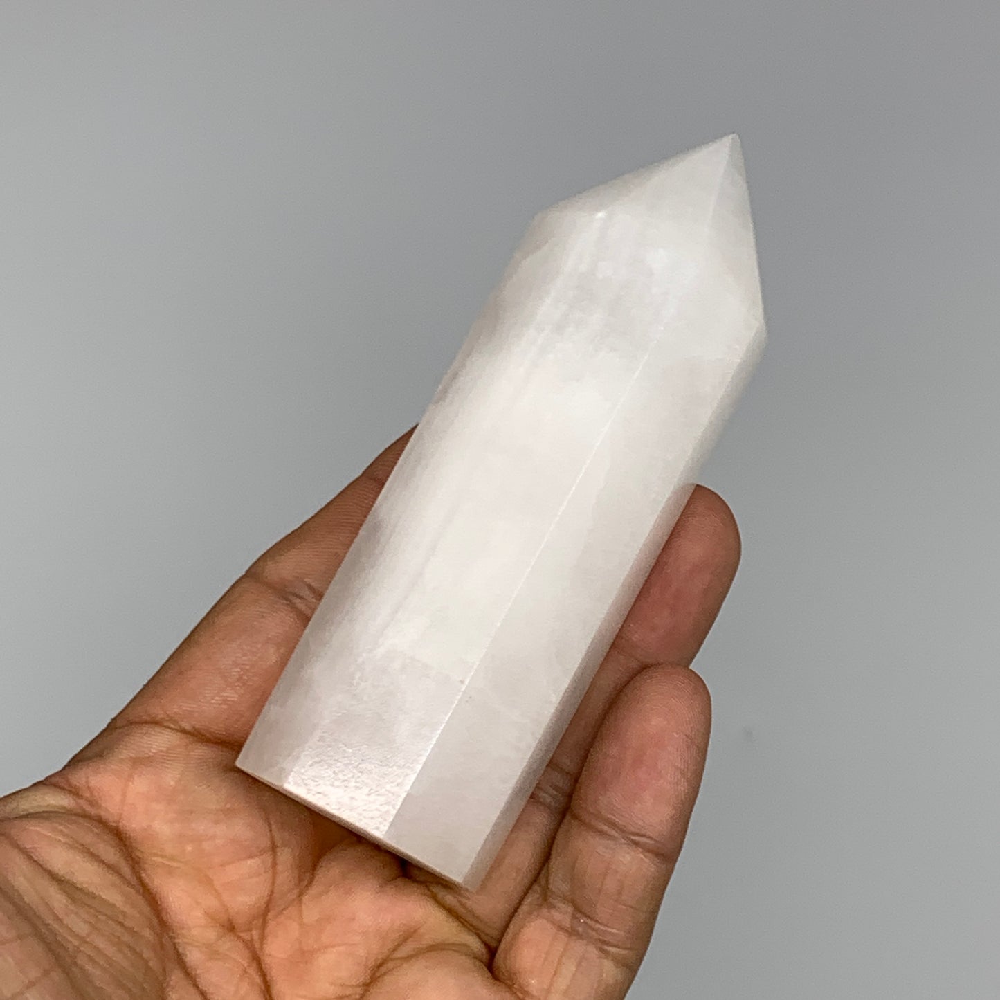 188.2g, 3.9"x1.2"  Pink Calcite Point Tower Obelisk Crystal, B23273