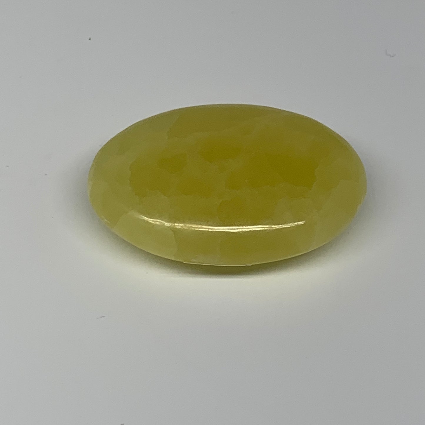 124.4g, 2.7"x1.9"x0.9", Lemon Calcite Palm-Stone Crystal Polished @Pakistan,B264