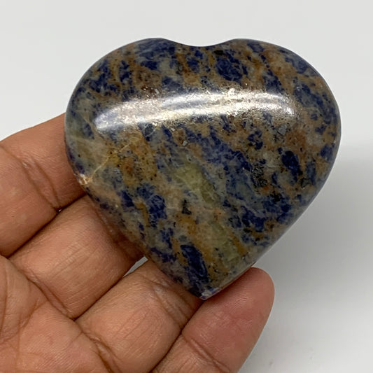 87.3g,2.1"x2.3"x0.8", Natural Sodalite Heart Crystal Gemstone @India, B22497
