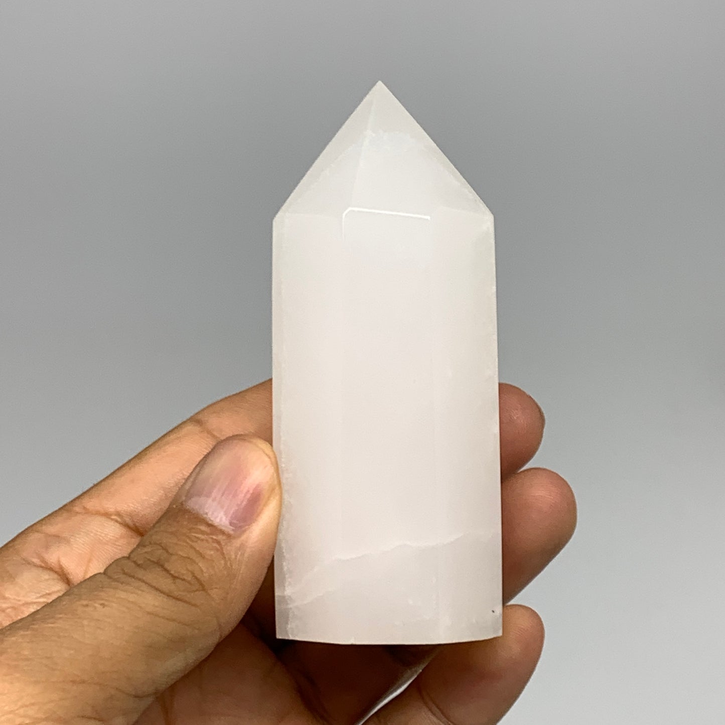 198.5g, 3.5"x1.4"  Pink Calcite Point Tower Obelisk Crystal, B23275
