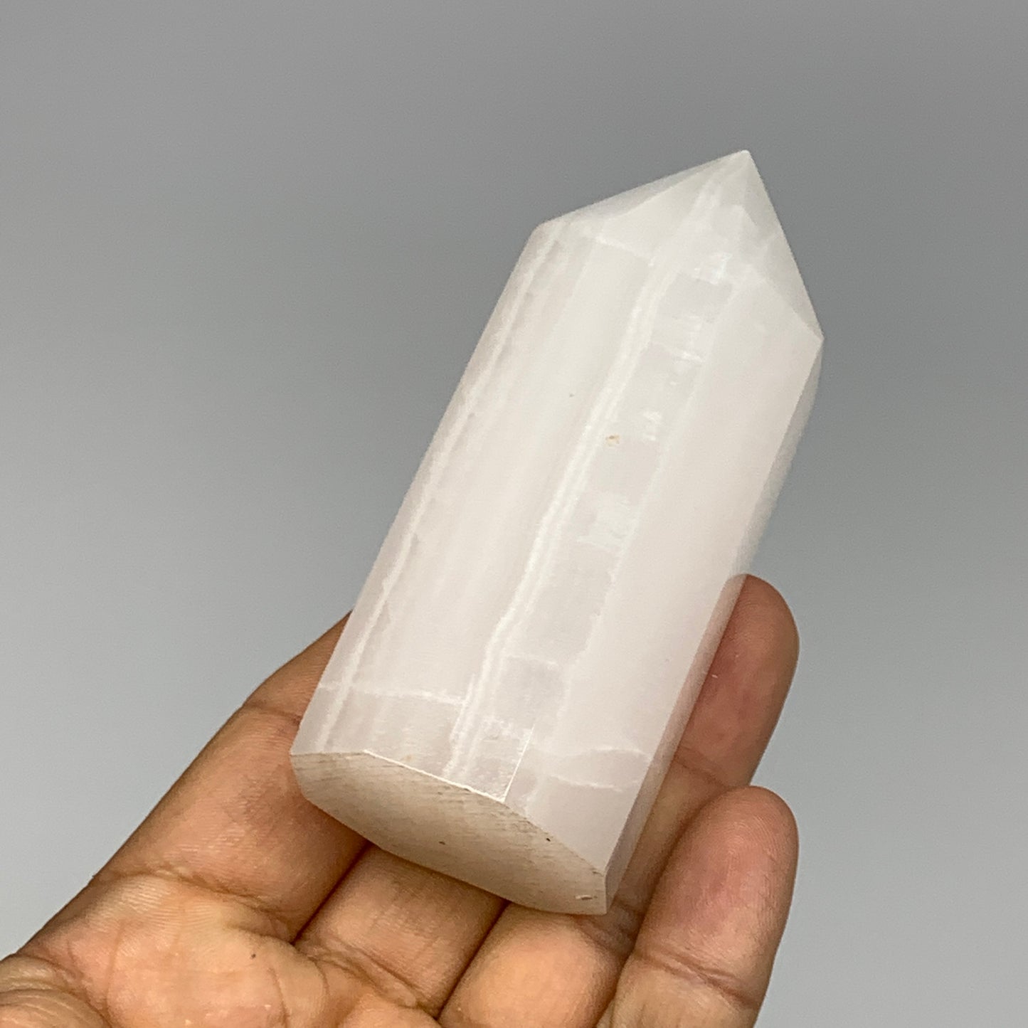 198.5g, 3.5"x1.4"  Pink Calcite Point Tower Obelisk Crystal, B23275