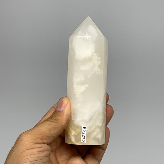 318.6g, 4.9"x1.4"  Pink Calcite Point Tower Obelisk Crystal, B23277