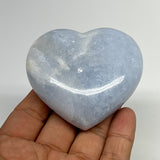 160g, 2.3"x2.6"x1" Blue Calcite Heart Gemstones Reiki @Madagascar,B20800