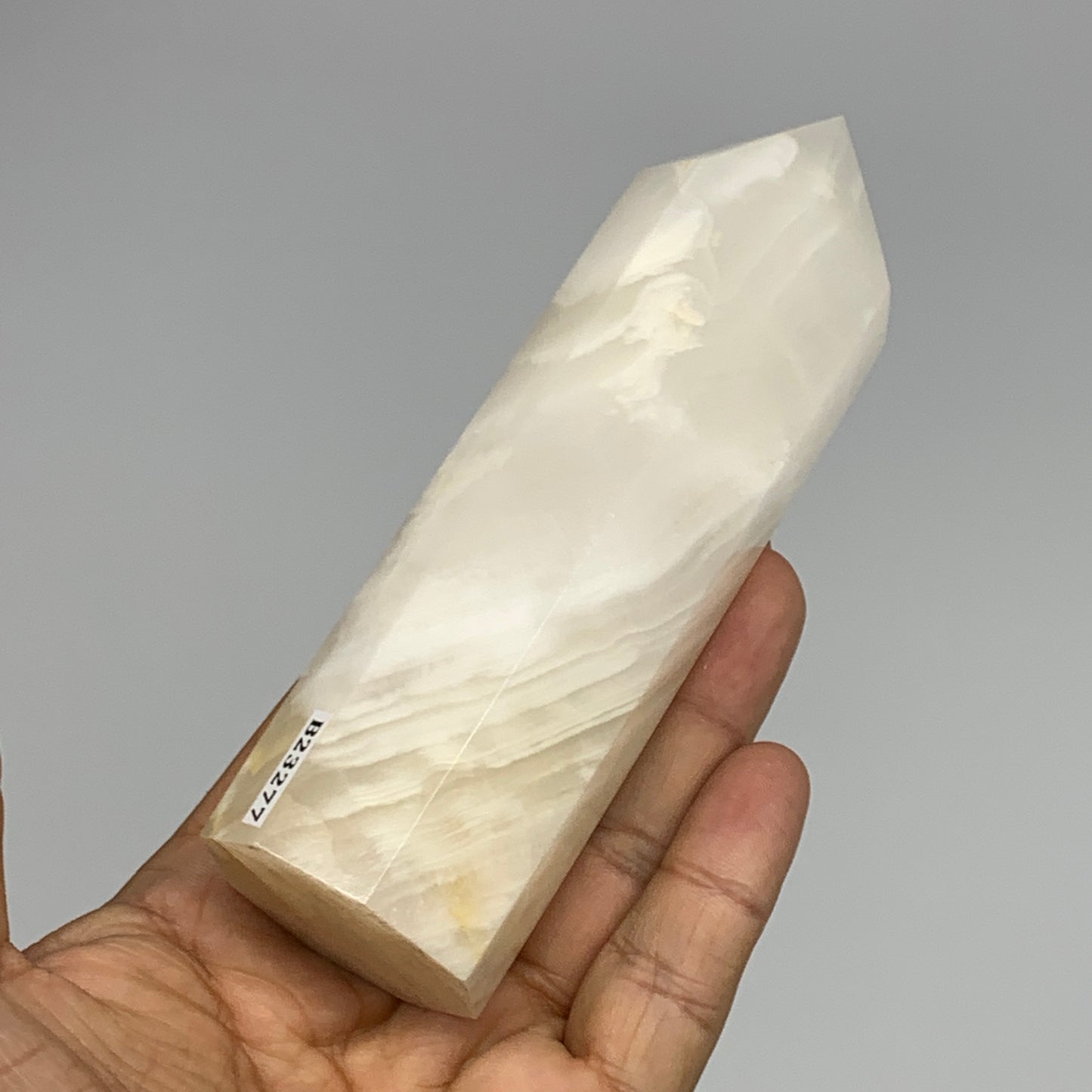 318.6g, 4.9"x1.4"  Pink Calcite Point Tower Obelisk Crystal, B23277