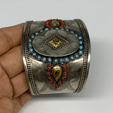 1pc, 2.2"  Vintage Reproduced Afghan Turkmen Tribal Small Round Cuff Bracelet, B