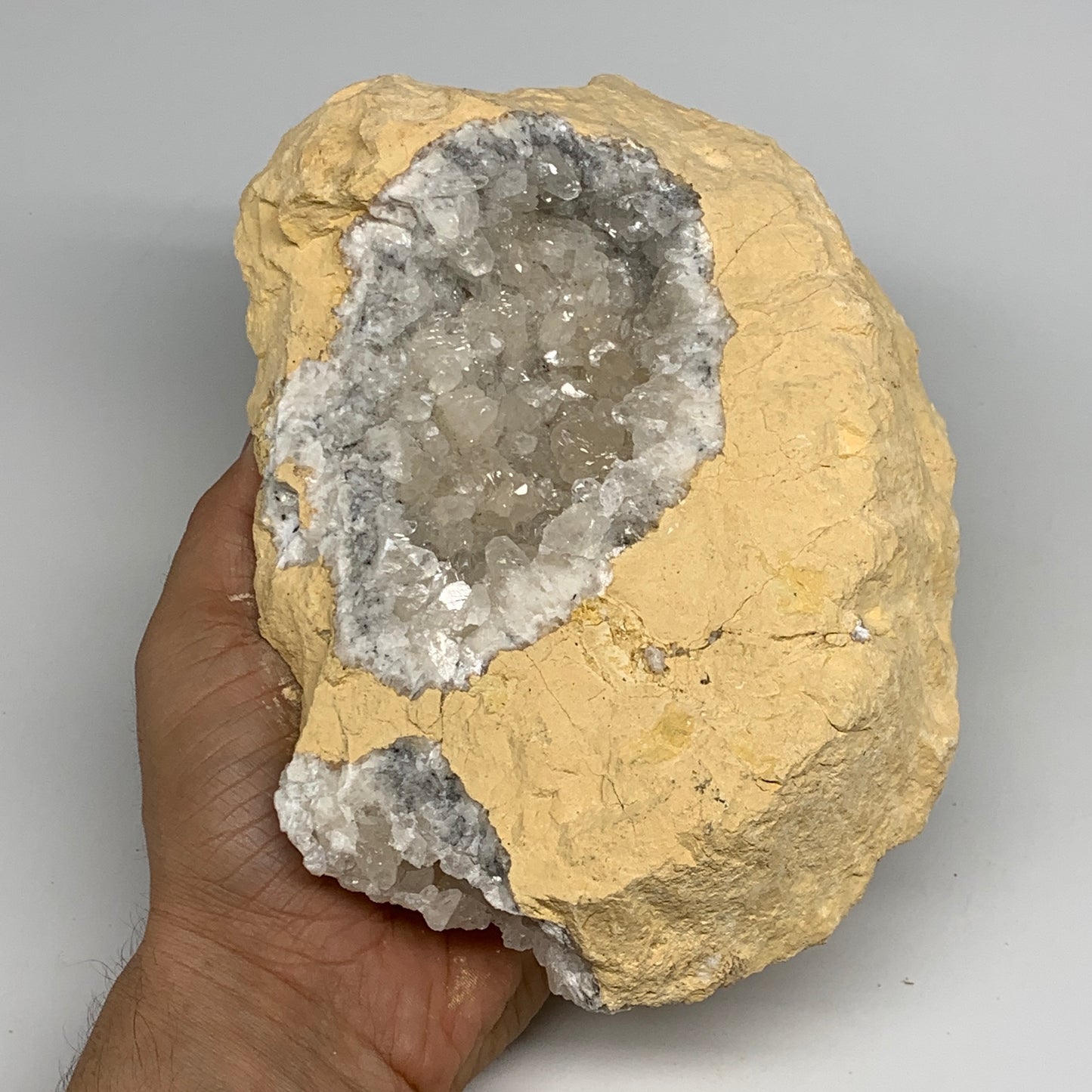 3.51 lbs, 7.5"x5.3"x2.1", Huge Calcite Geode Mineral Specimens @Morocco, B11175