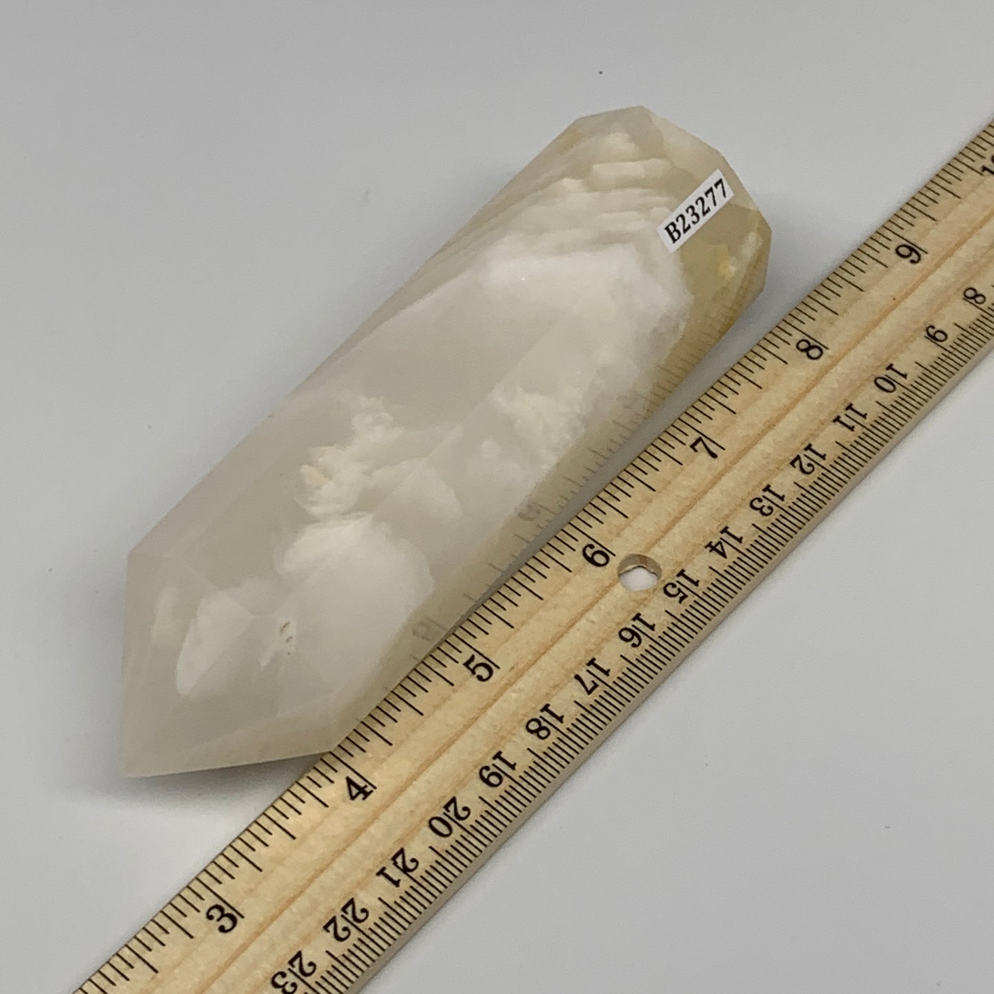 318.6g, 4.9"x1.4"  Pink Calcite Point Tower Obelisk Crystal, B23277