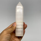 223.4g, 5.3"x1.2" Pink Calcite Point Tower Obelisk Crystal, B23278