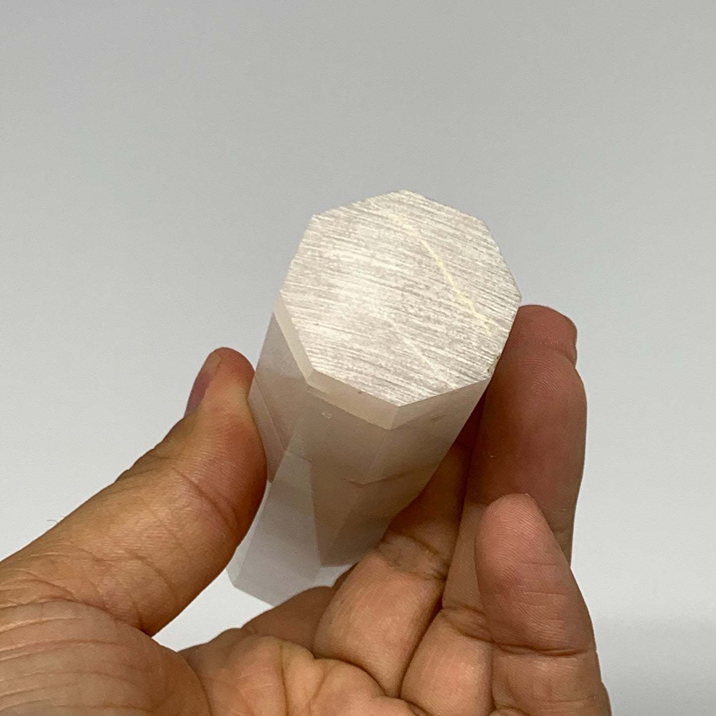 223.4g, 5.3"x1.2" Pink Calcite Point Tower Obelisk Crystal, B23278