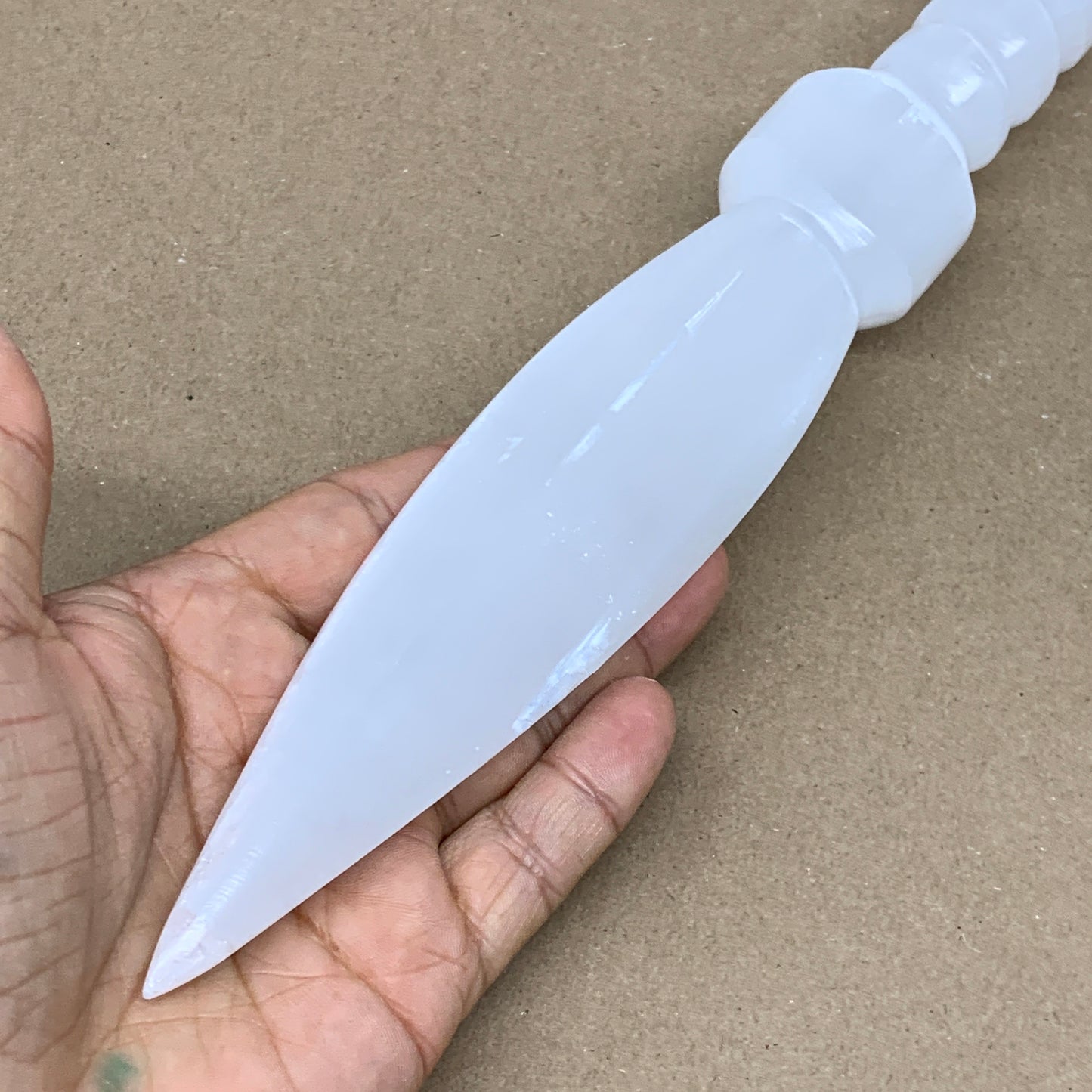 340g,12"x1.6"x1"Natural Selenite Crystal Knife (Satin Spar) @Morocco,B24041