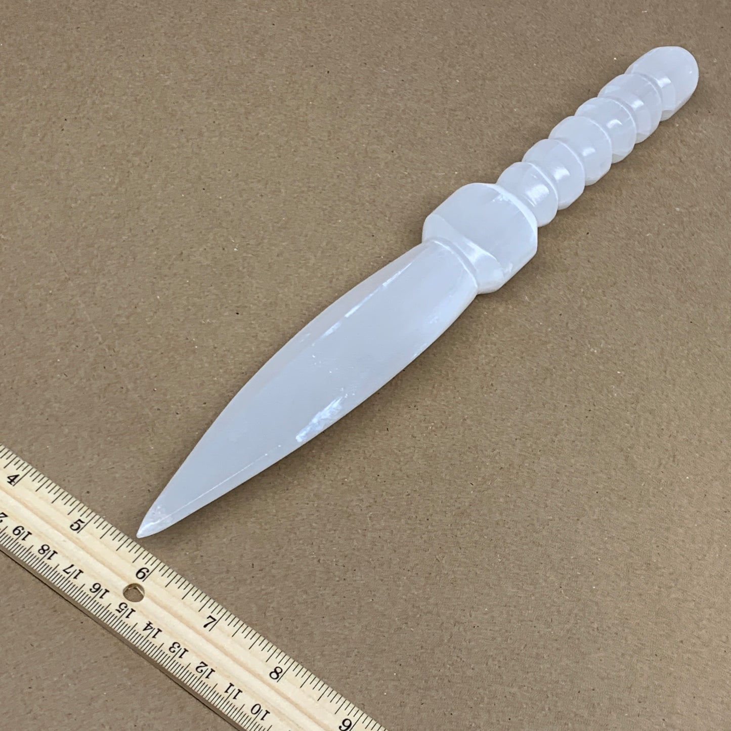 340g,12"x1.6"x1"Natural Selenite Crystal Knife (Satin Spar) @Morocco,B24041
