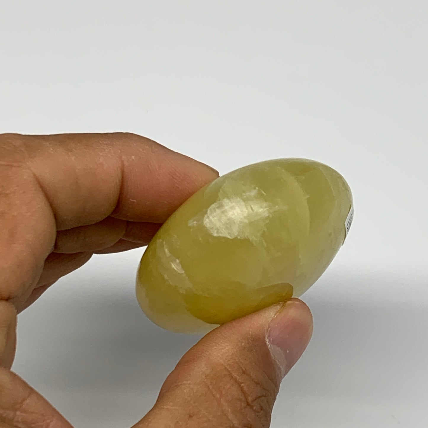 118.7g, 2.7"x1.8"x0.9", Lemon Calcite Palm-Stone Crystal Polished @Pakistan,B264