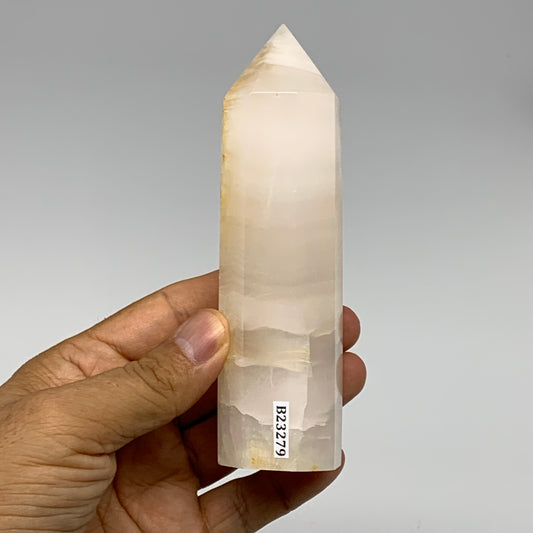 274.2g, 5"x1.3"  Pink Calcite Point Tower Obelisk Crystal, B23279