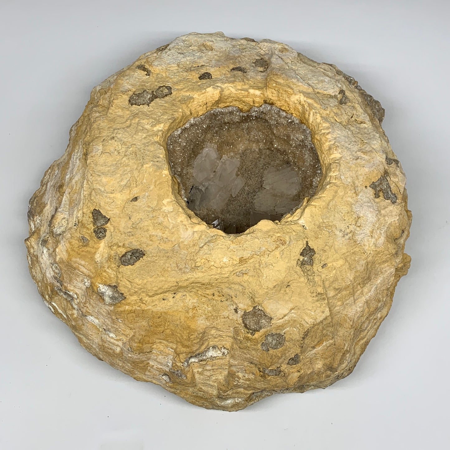 21.76 lbs, 13"x12.5"x4.1", Huge Calcite Geode Mineral Specimens @Morocco, B11174