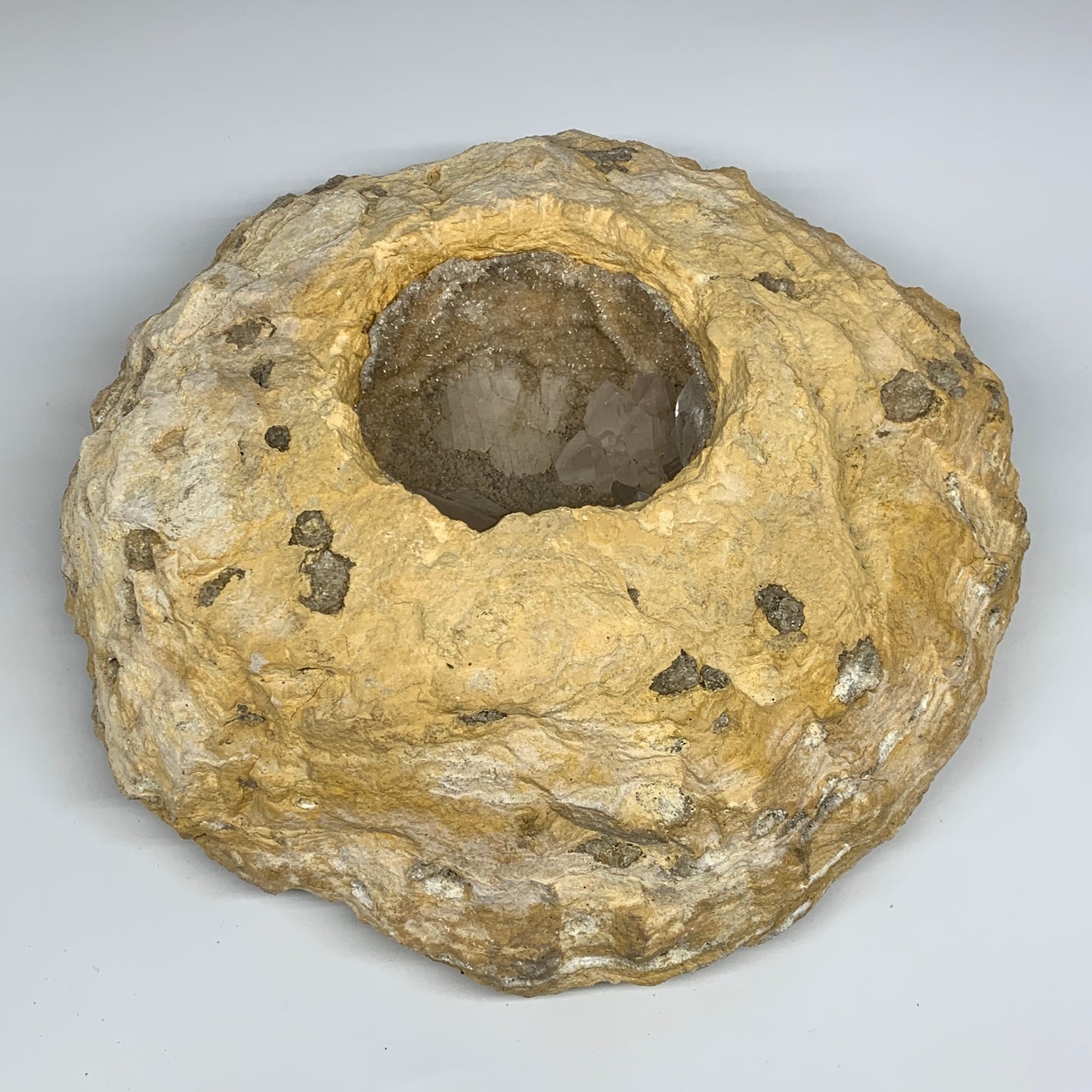 21.76 lbs, 13"x12.5"x4.1", Huge Calcite Geode Mineral Specimens @Morocco, B11174