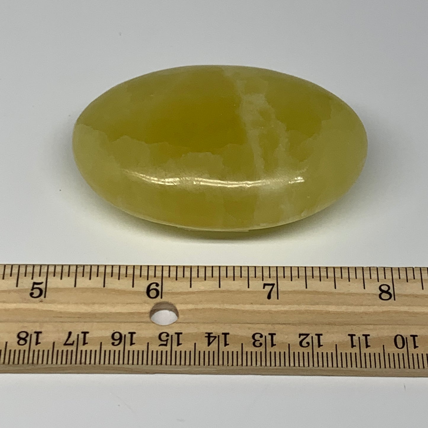 118.7g, 2.7"x1.8"x0.9", Lemon Calcite Palm-Stone Crystal Polished @Pakistan,B264