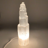 9.8 lb,13.25"x4" White Selenite (Satin Spar) Rough Lamp W/Chord @Morocco,B9505