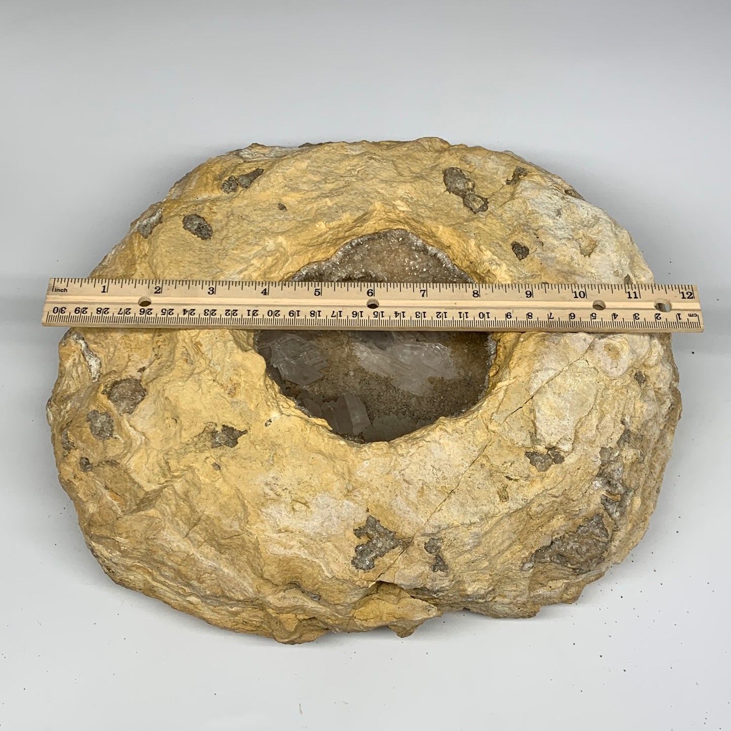 21.76 lbs, 13"x12.5"x4.1", Huge Calcite Geode Mineral Specimens @Morocco, B11174